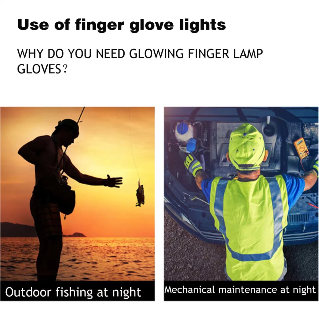 LED Fishing Gloves Half Finger Night Light up Gloves