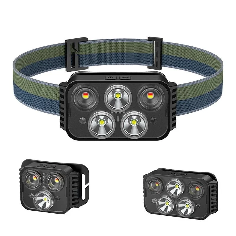 Helius 3/5LED USB Fast Flush 360-Degree Rotation Induction Dual Switch LED Headlamp