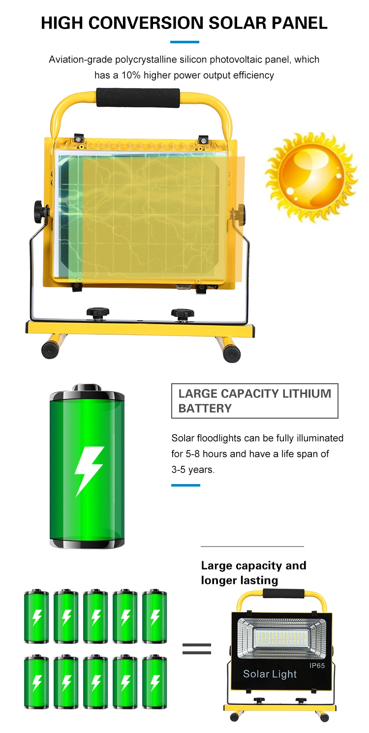 2 Years Warranty Camping Waterproof IP65 Outdoor 100W Integrated All in One Solar LED Floodlight