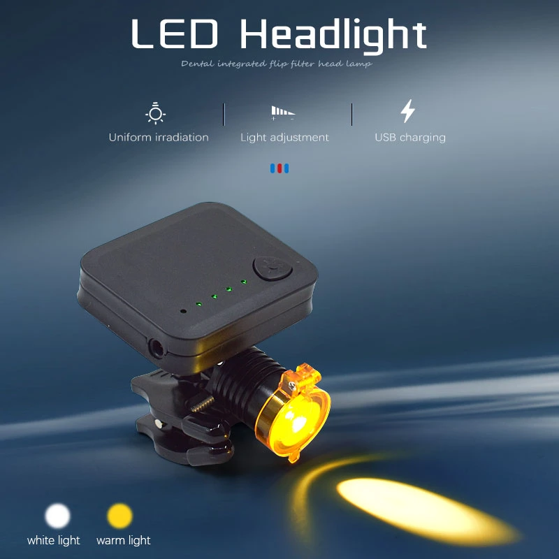 Dental Headlight Loupe Wireless Portable 5W LED Headlamp with Optical Filter for Dental Surgical Head Light