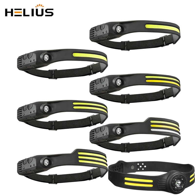 COB Wave Sensing Multi-Mode Headlamp Red Warning Light Built-in Lithium Battery Silica Gel LED Headlight