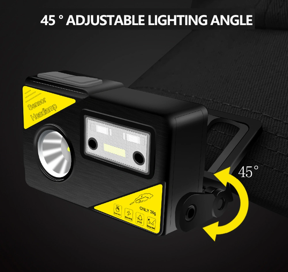 Portable Induction LED Headlamp USB Charging Hat Clip Light Built-in Battery Mini Headlight