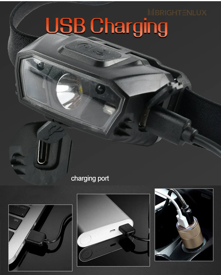 Brightenlux Best High Power Lithium Battery USB Rechargeable Waterproof Sensor LED Rechargeable Hunting Light Headlamp