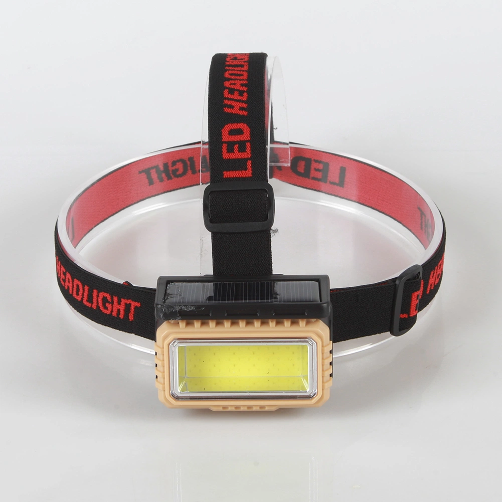 Yichen Solar Rechargeable COB LED Headlamp with Red Warning Light