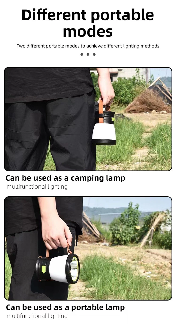 Portable Outdoor Waterproof Solar LED Camping Lamp Rechargeable Emergency Light Hiking Tent Lighting