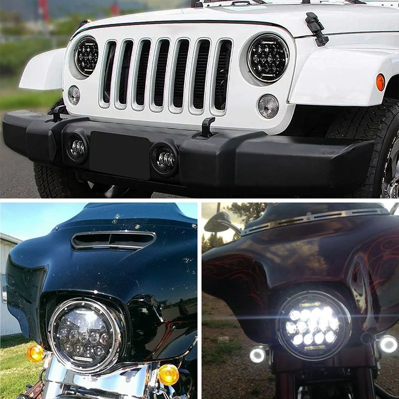 DRL Strong Brightness Car LED Headlight 7 Inch Round Jeep 2525 LED Head Light Headlight for off-Road Wrangler