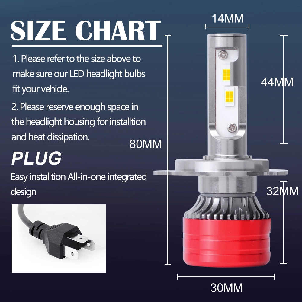 Powerful Super Bright LED Bulb LED Headlight H4 Auto Lamp Car Automobiles LED Head Lamp 12V 24V 6500K