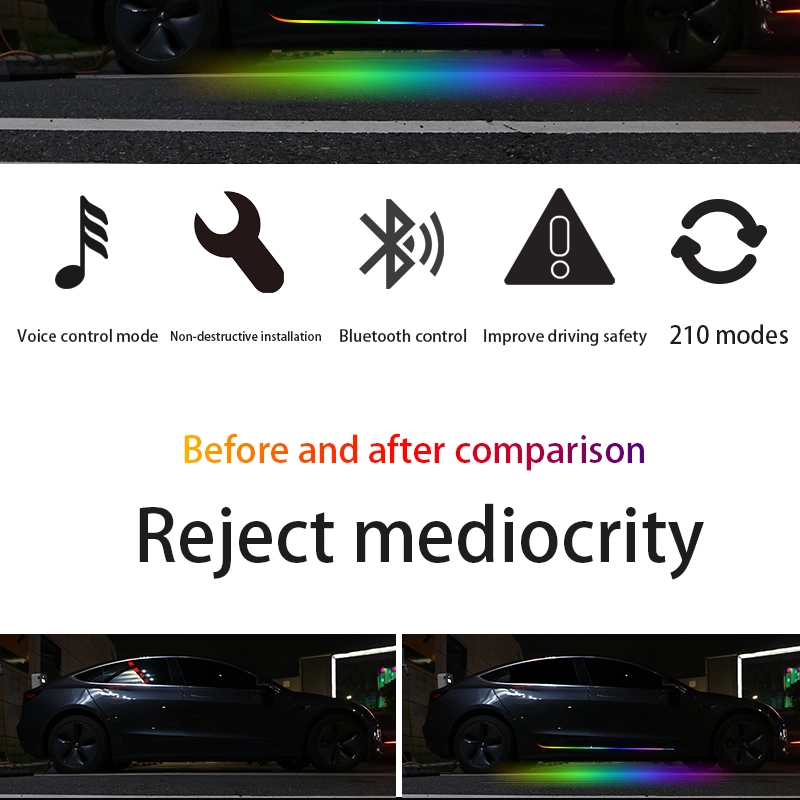Car APP/Remote Control Ambient Light with Cigarette Lighter LED Flash Lamp Strip Remote Auto Decorative Door Streamer Atmosphere