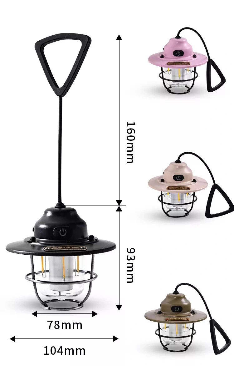 Rechargeable Waterproof Retro Aluminum Dimmable Camping Light