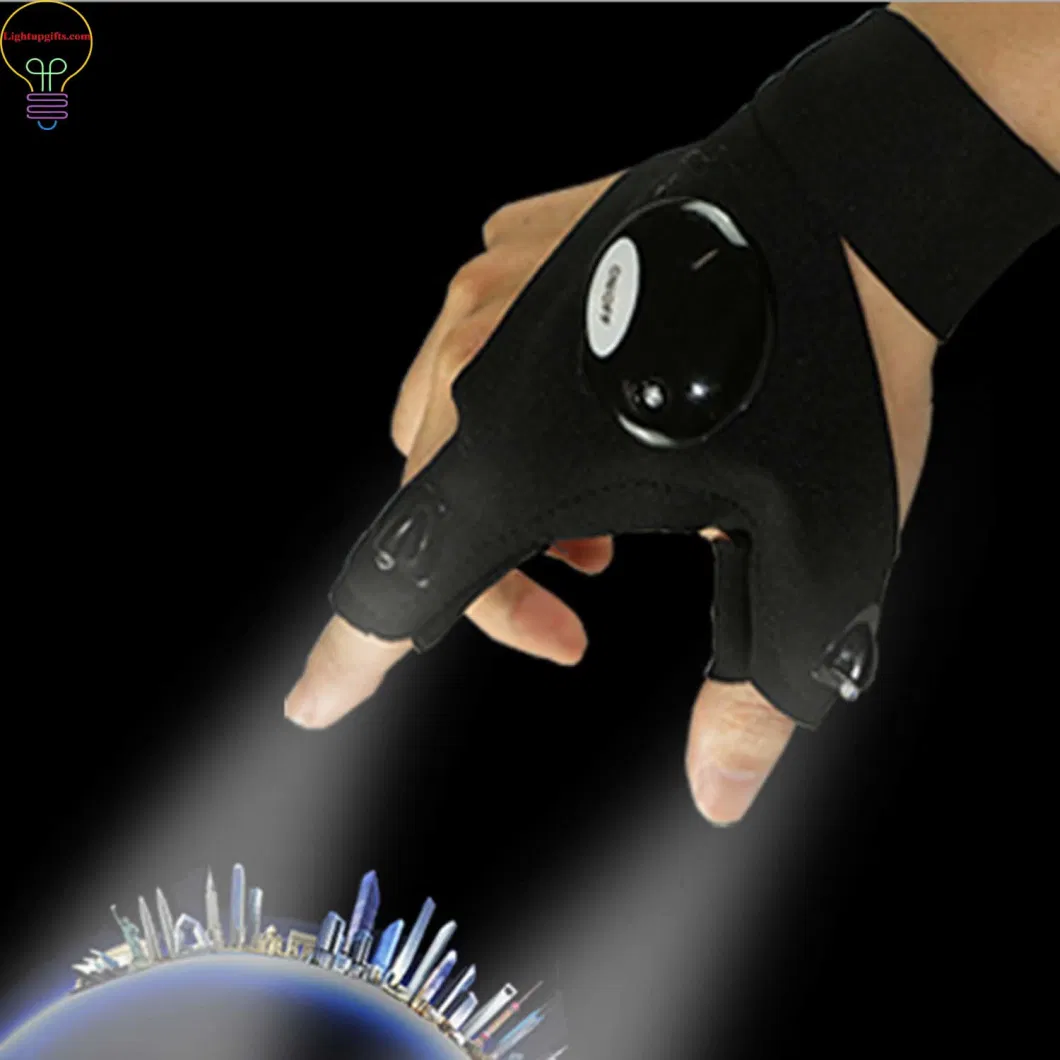 LED Fishing Gloves Half Finger Night Light up Gloves