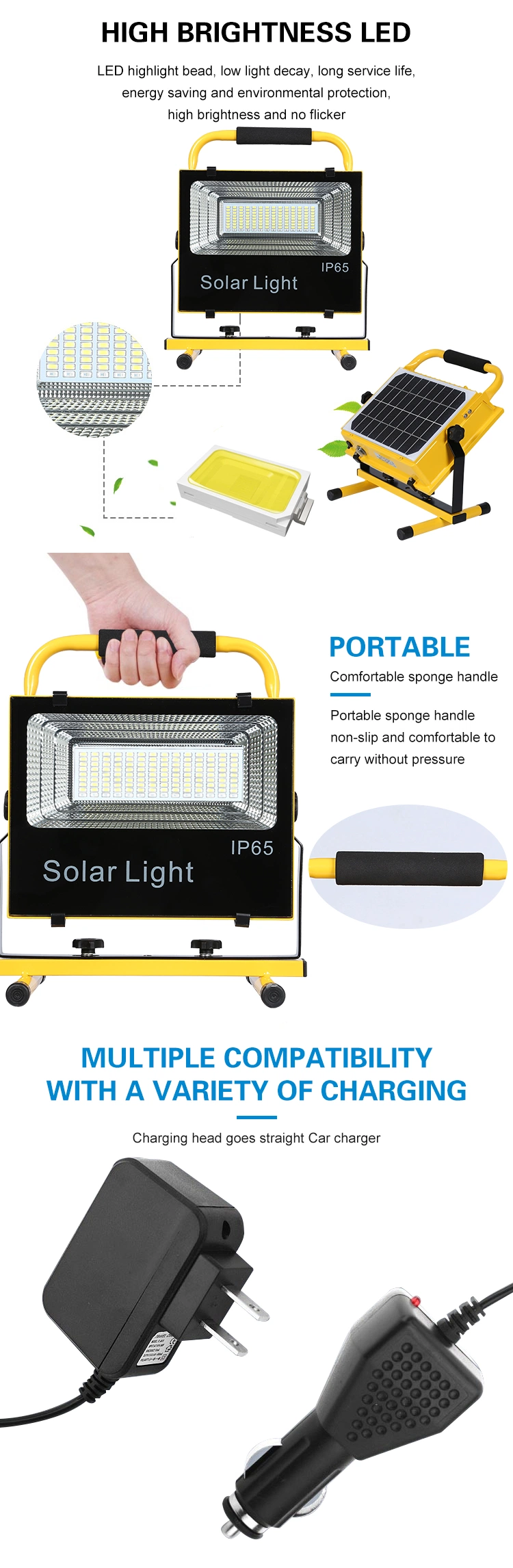 2 Years Warranty Camping Waterproof IP65 Outdoor 100W Integrated All in One Solar LED Floodlight