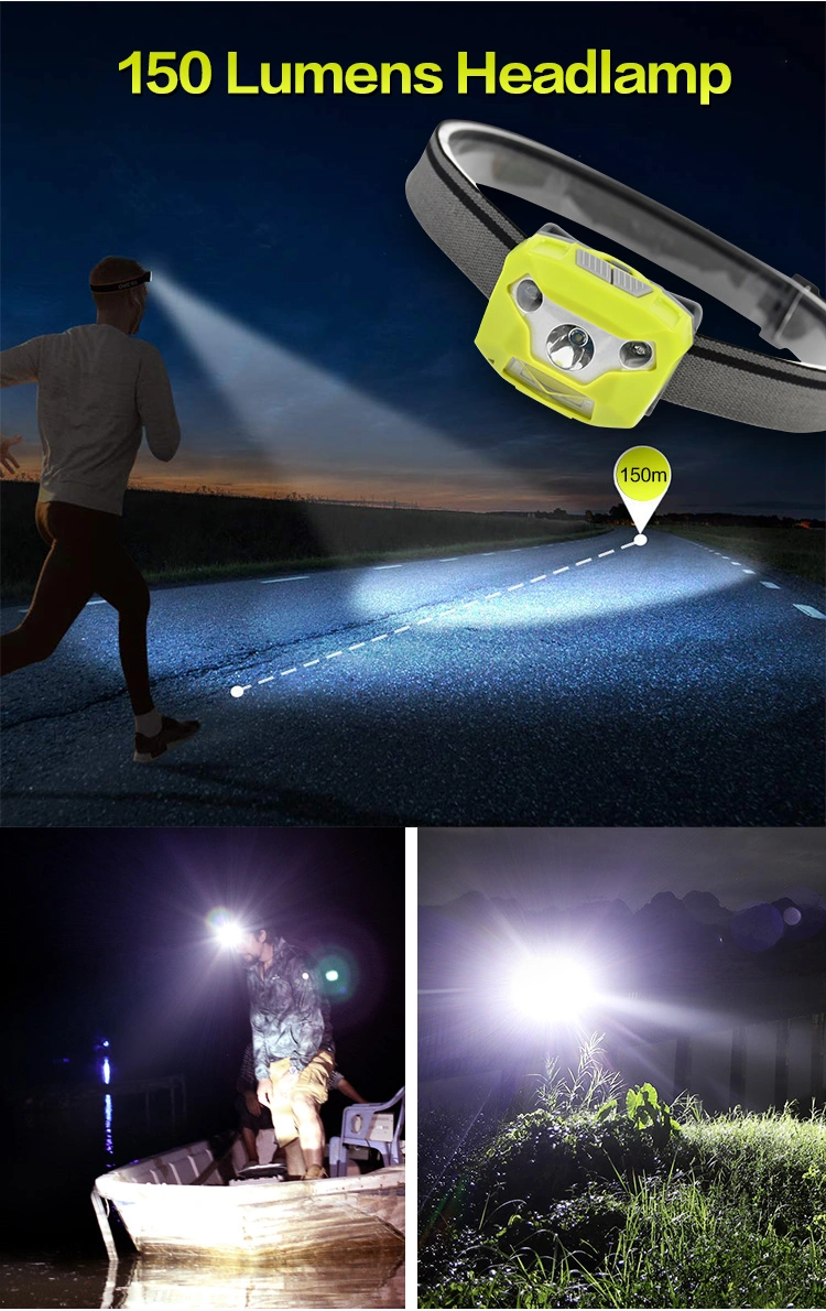 Brightenlux Hot Sale XPE COB LED Bulb Mini Hand Motion Sensor USB Charging LED Headlamp for Outdoor Running