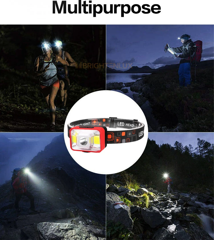 Brightenlux Factory Wholesale Waterproof Emergency Rechargeable COB LED Tactical Mini Headlamp