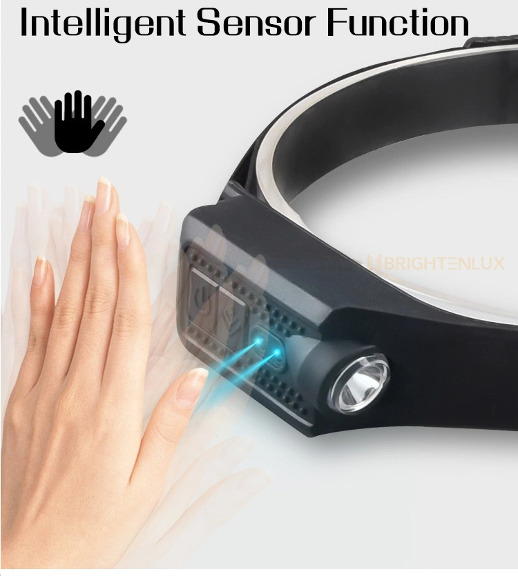 Brightenlux High Power Mini LED Headlampvwaterproof Induction Rechargeable Camping COB Sensor Headlamp