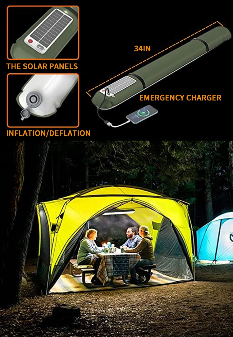 Outdoor Collapsible LED Solar Lamp Inflatable Folding Waterproof 2-in-1 Phone Charger Battery Portable Solar Camping Light