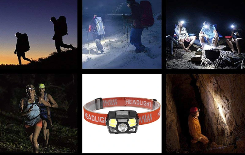 New Design Camping Emergency Head Torch Light Hunting Rechargeable Headlight Sensor Switch Function 45 Degree Adjustable LED Headlamp