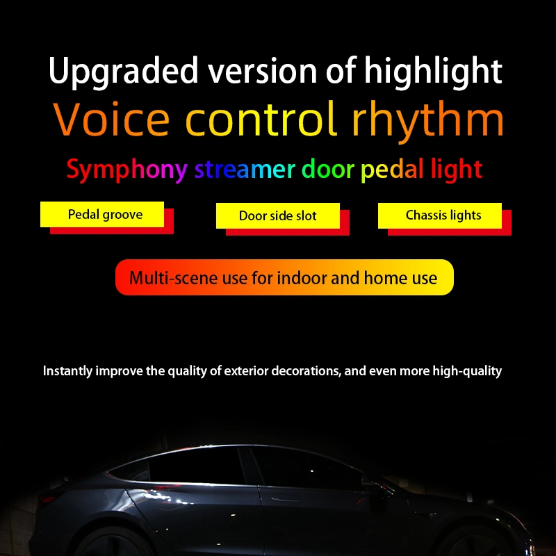 Car APP/Remote Control Ambient Light with Cigarette Lighter LED Flash Lamp Strip Remote Auto Decorative Door Streamer Atmosphere