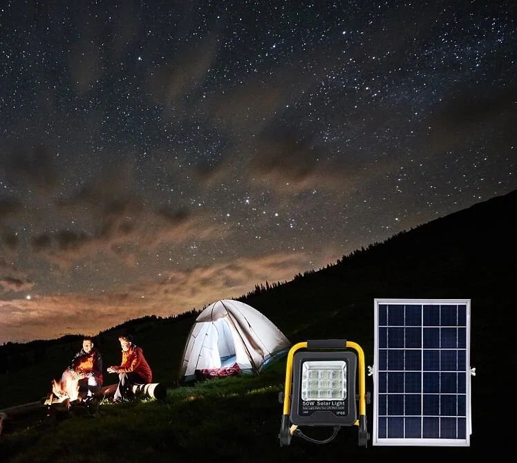 Distributor 100W High Brightness Energy Saving Aluminium Garden Solar Lamp IP65 Camping LED Floodlight