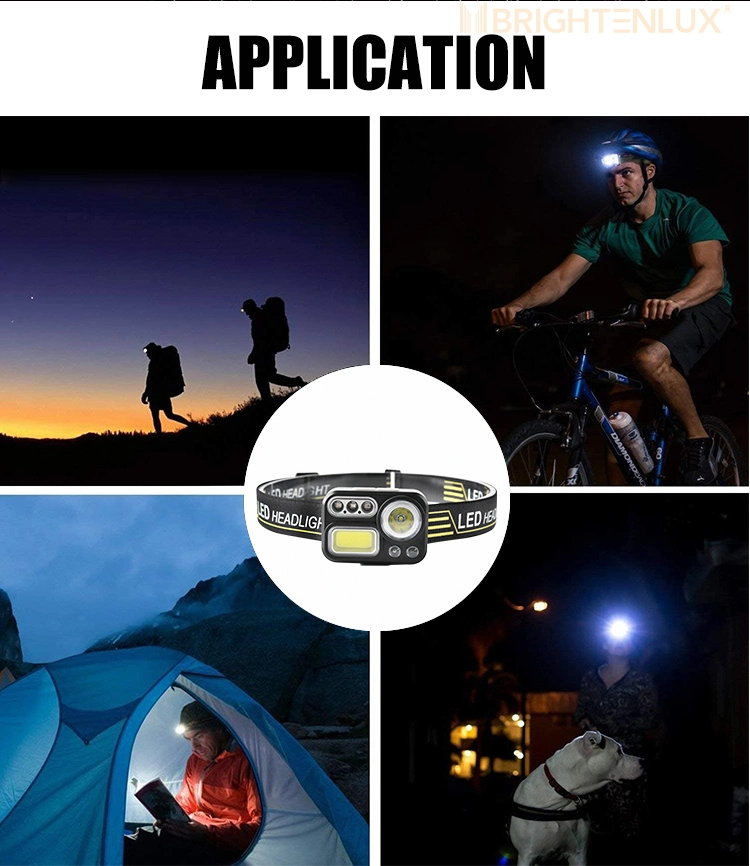 Brightenlux Mini Portable Light Weight Rechargeable COB Sensor Headlight LED Headlamp for Camping