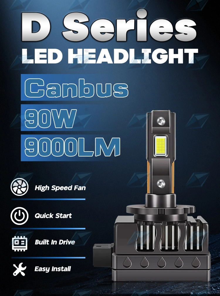 High Quality OEM LED Headlight D Series D1s D3s D4s D2s D8s D5s Chip7040 90W 1800lm LED Bulb Auto Lighting System