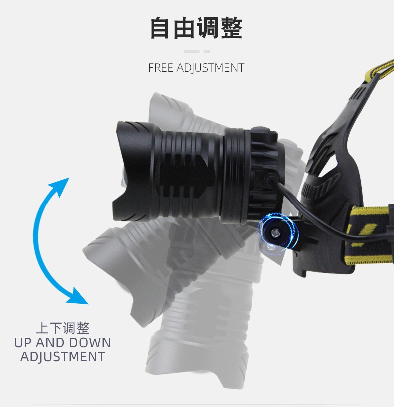 Rechargeable LED Headlight Strong Light Long-Range Telescopic Zoom Waterproof Outdoor Fishing Light