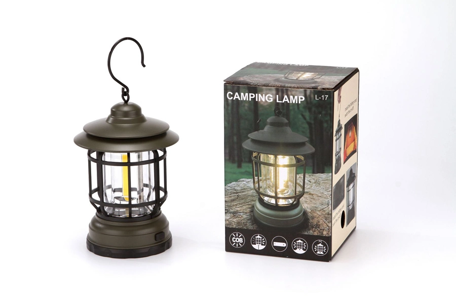 Retro Camping Light Lamp 1200mAh Battery Powered LED Tent Light with Hook Rechargeable Camping Lantern for Indoor Outdoor