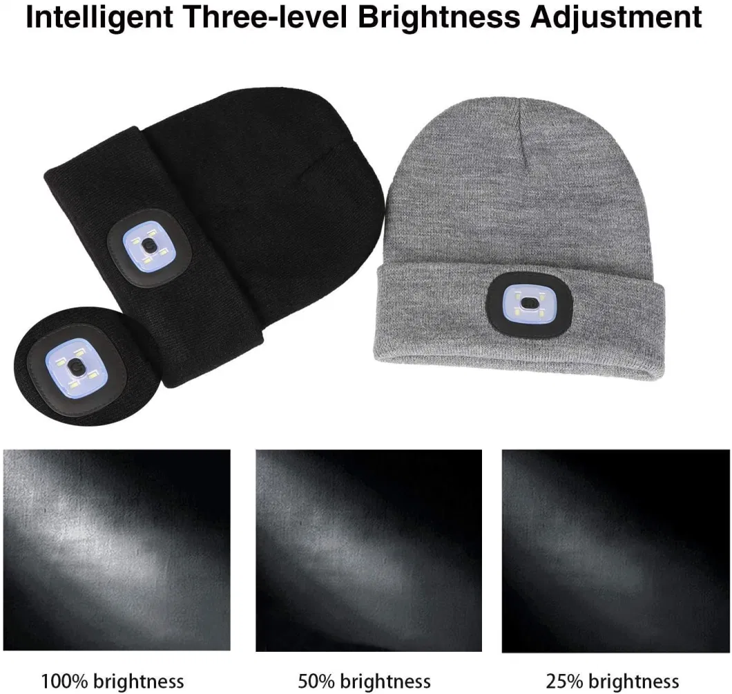 Upgraded LED Cap Head Torch Lamp 3 Modes Unisex Winter Warmer Knit Hat Head Torch Light Camping Hunting Headlight Warm Wearable Super Bright LED Headlamp