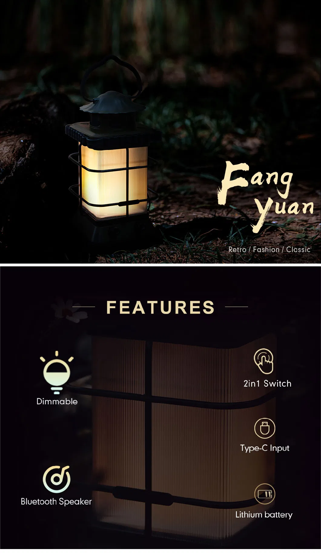 Fang Yuan LED Camping Lantern Speaker Light Outdoor Light