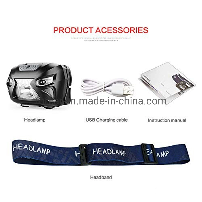 Portable Induction LED Headlamp USB Charging Fishing Lantern Camping Headlight