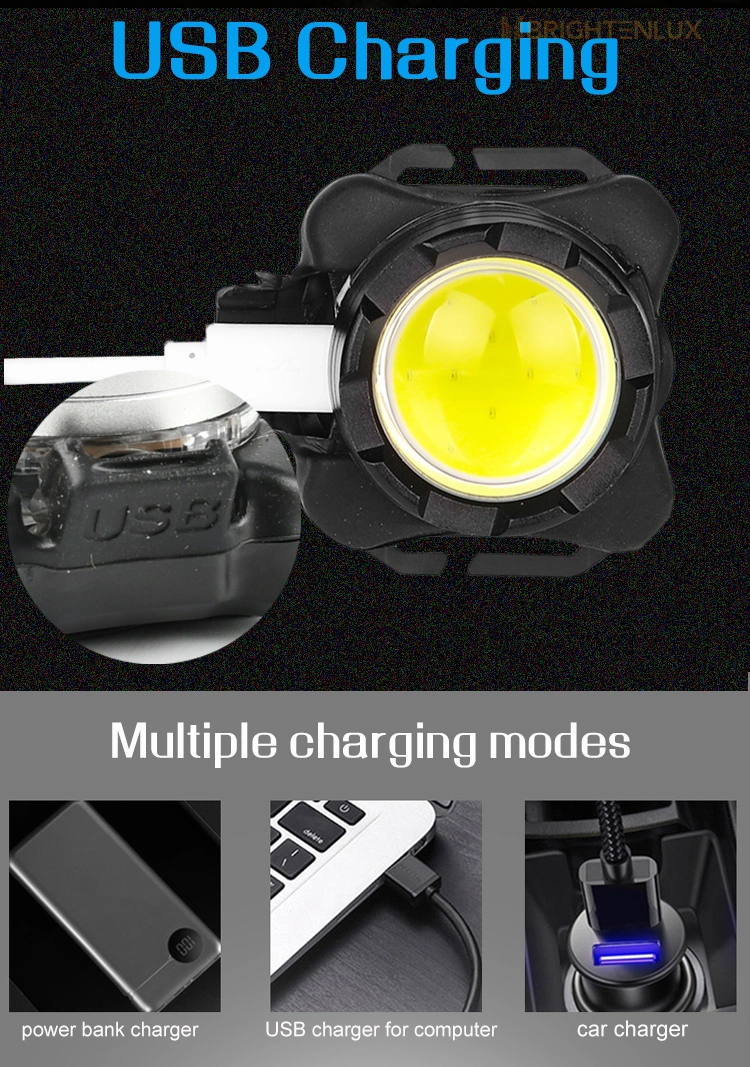 Brightlux New Style High Power Waterproof Portable USB Rechargeable Camping COB LED Headlamp