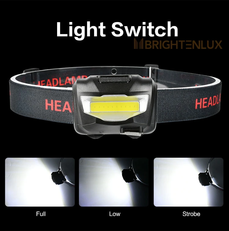 Brightenlux Best Seller Cheap Head Lamps COB LED Hiking USB Rechargeable Headlamps Small Customized Headlamp