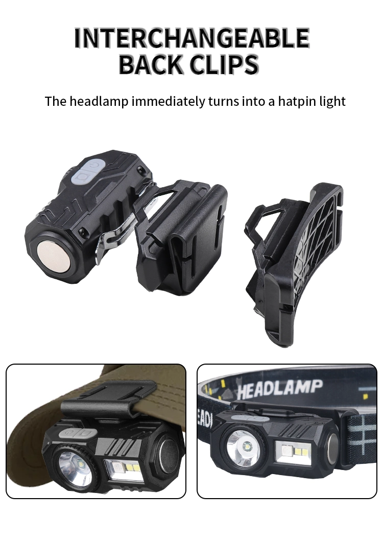 Mini Hat Clip Induction LED Light USB XPE+LED 400lumen Sensor Headlamp