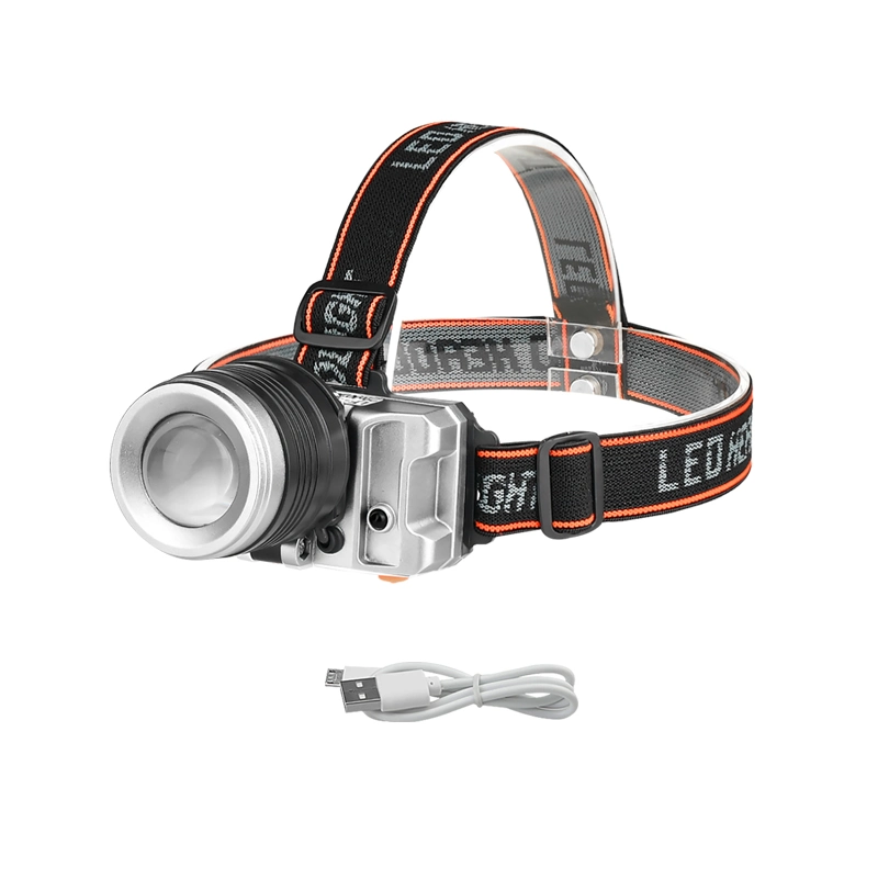 Power Rechargeable Lithium Battery Rotary Zoom LED Headlamp with Wave Sensing