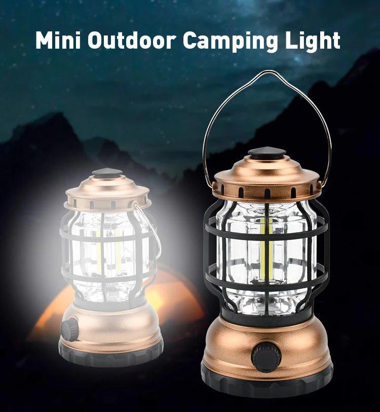 Brightenlux Mini AAA Battery Railroad Camping Lantern Antique USB Rechargeable COB LED Camping Light for Running Hiking Hunting
