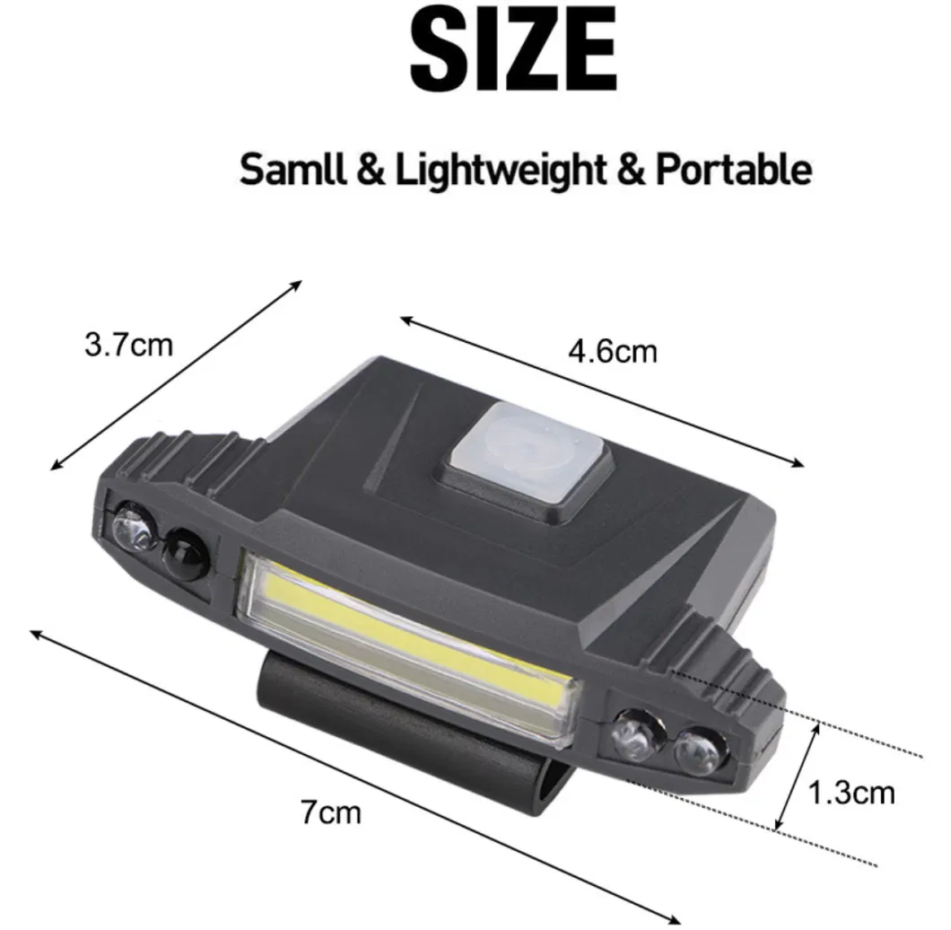 Mini Sensor Rechargeable Hat Light Headlight Hat Brim Clip Lamp with Sensor Switch Portable Hunting Head Torch High Powerful LED Headlamp