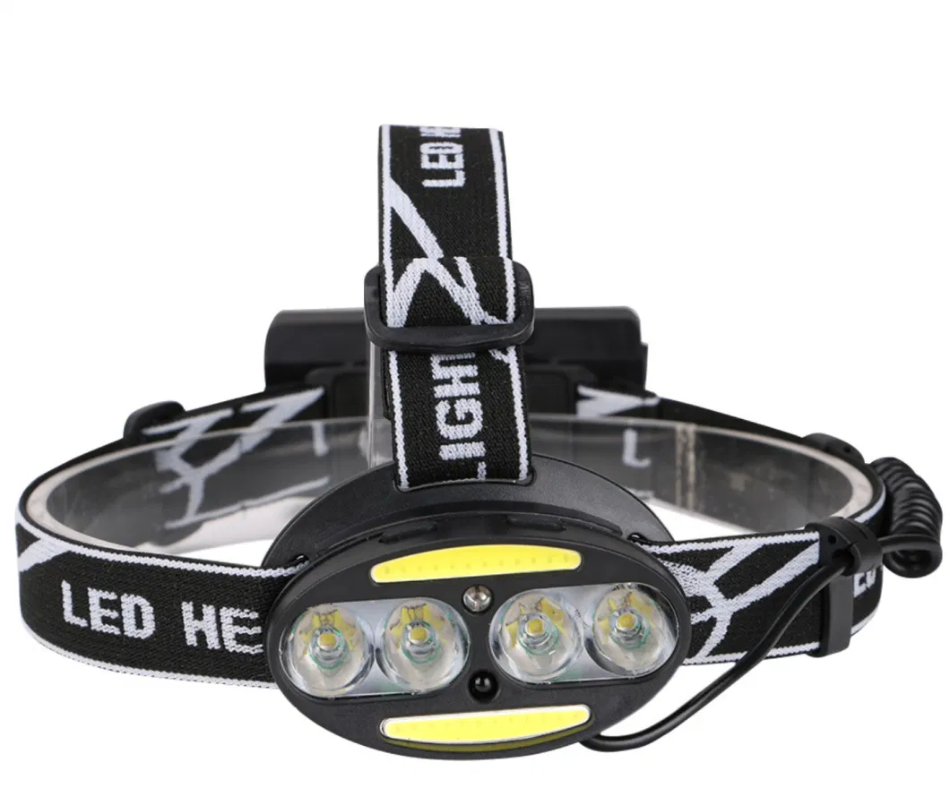 Wholesale T6 COB Camping LED Head Torch Lamp Light Sensor Switch LED Headlights 7 Flash Mode Headlight Waterproof Rechargeable Hunting LED Headlamp