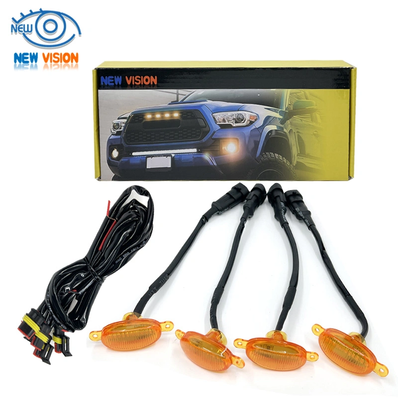 Car Grid Warning Signal Light 12V 5W LED MID-Grid Daytime Running Light Auto Refitted Universal Small Yellow Light