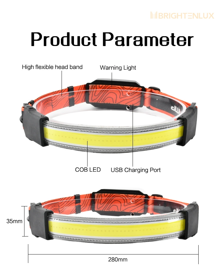 Brightenlux New Product Tactical Portable Hiking Waterproof Rechargeable COB LED Outdoor Headlight