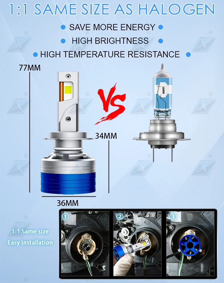 Super Bright LED Bulb with Canbus 200W H1 H3 H7 H8 H11 9005 9006 H16 H4 12V 24V LED Headlight for Car