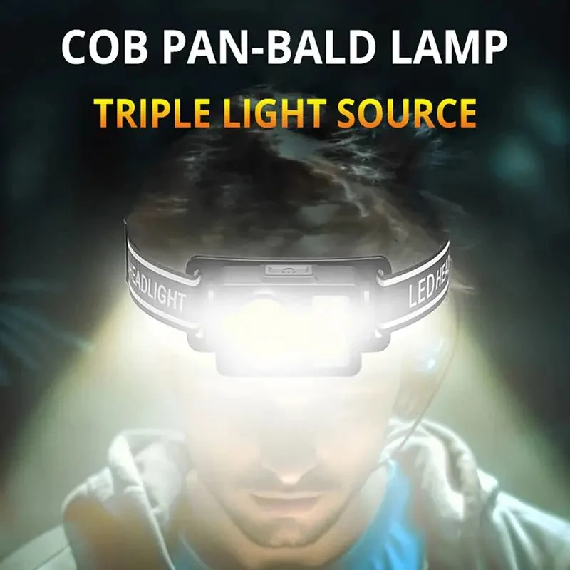 Custom Packaging Headlight Night Flashing Ipx4 Waterproof COB Induction Headlamp