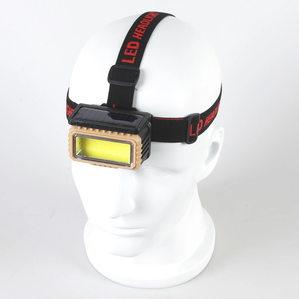 Yichen Solar Rechargeable COB LED Headlamp with Red Warning Light