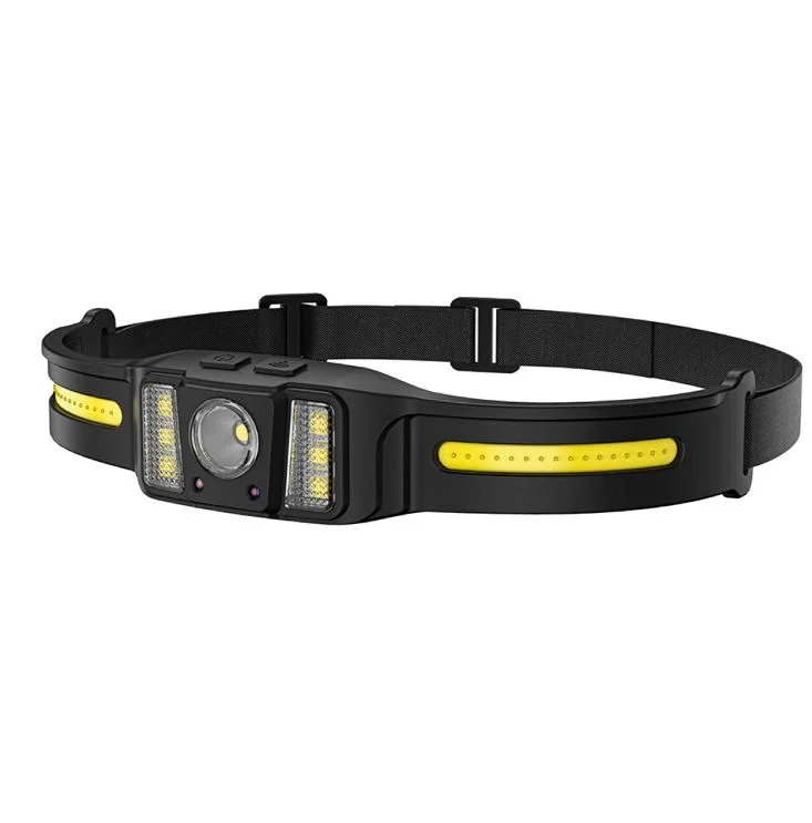 270 Degree Wide Vision Illumination Outdoor Portable Adjustable COB Sensor LED Headlamp with 5 Modes Waterproof Ipx4 Inspection Headlight