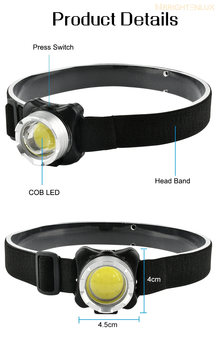 Brightlux New Style High Power Waterproof Portable USB Rechargeable Camping COB LED Headlamp