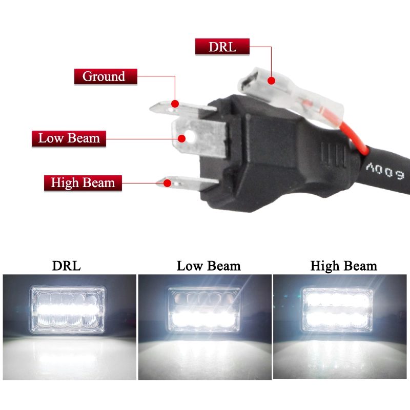 12V 24V 4X6 Inch Waterproof High Low LED Strong Lighting Head Light Light for Truck ATV UTV Jeep off-Road DRL