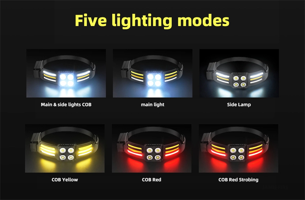 Induction Sensitive 4*Xte Spot Lighting COB USB Rechargeable LED Flashlight Headlight
