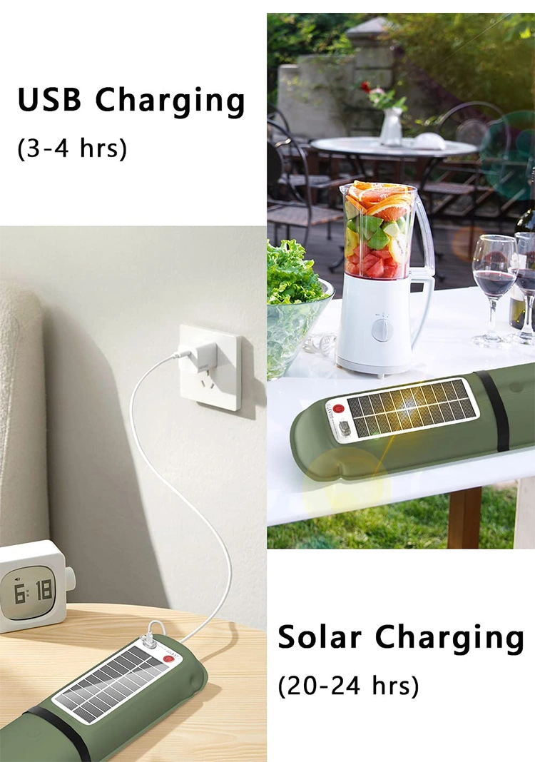 Outdoor Collapsible LED Solar Lamp Inflatable Folding Waterproof 2-in-1 Phone Charger Battery Portable Solar Camping Light