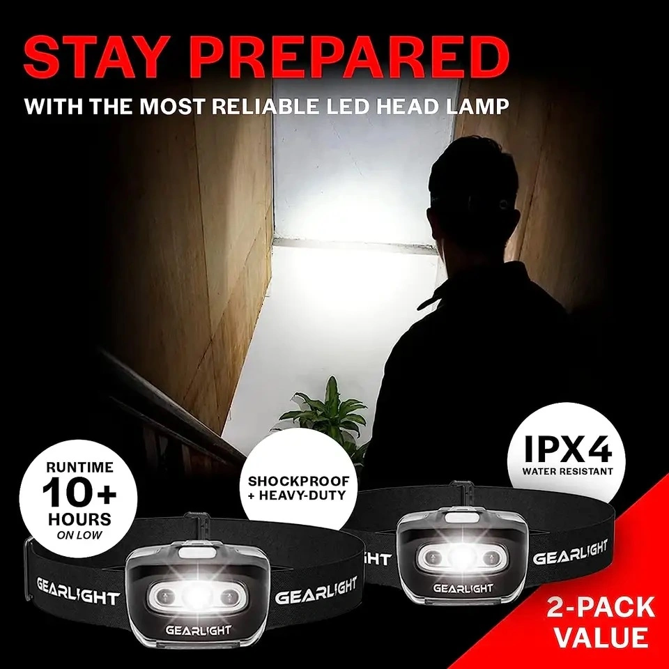 LED Dry Battery Rechargeable Headlamp Outdoor Camping Headlight with 7 Modes