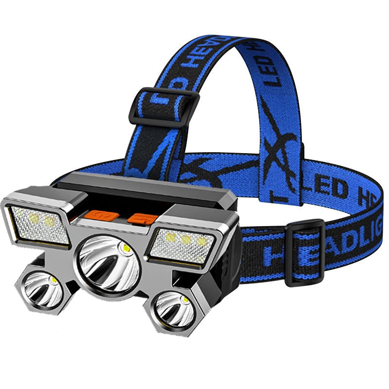 New Plastic 5LED 50000lm USB Rechargeable Powerful LED Headlamp