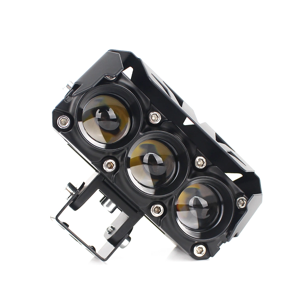 New Double-Color 3 Lens LED Motorcycle Spotlight Universal Motorcycle Headlight off-Road Vehicle Modified Lamp Truck External Light