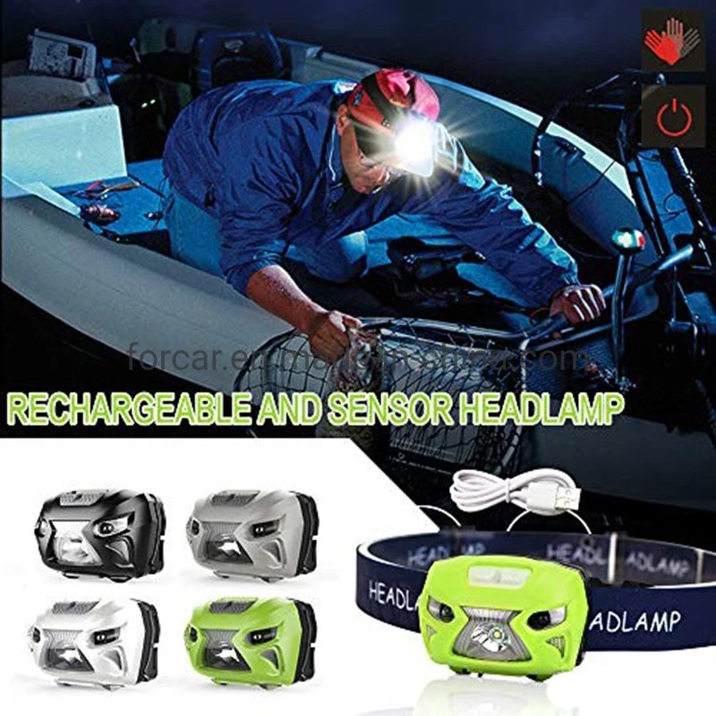 Portable Induction LED Headlamp USB Charging Fishing Lantern Camping Headlight